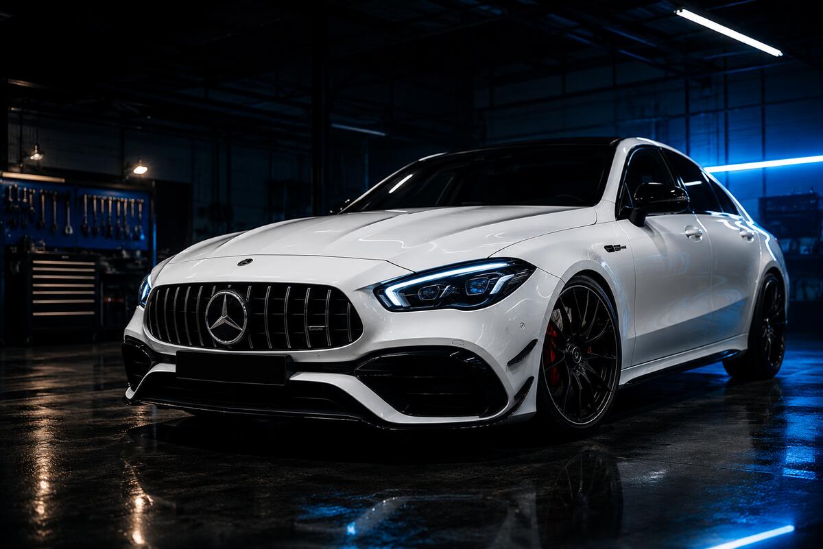 Mercedes-AMG na oficina — diagnóstico de auto elétrica